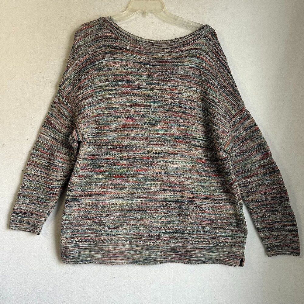 J. Jill‎ sweater sz XL Multicolored Heathered Striped Dropped Shoulder Pullover